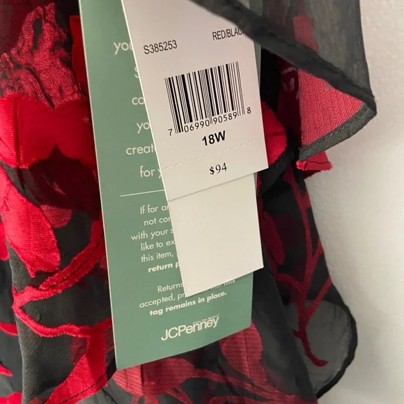 Scarlett Women’s Black & Red Floral mid dress Plus Size 18W NWT, very elegant - Picture 8 of 15